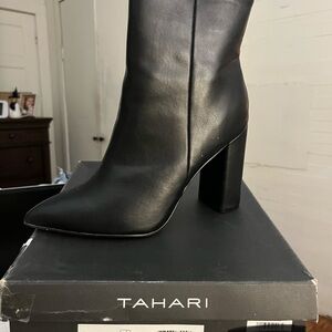 Tahari Women's Sleek Black Heeled Boots